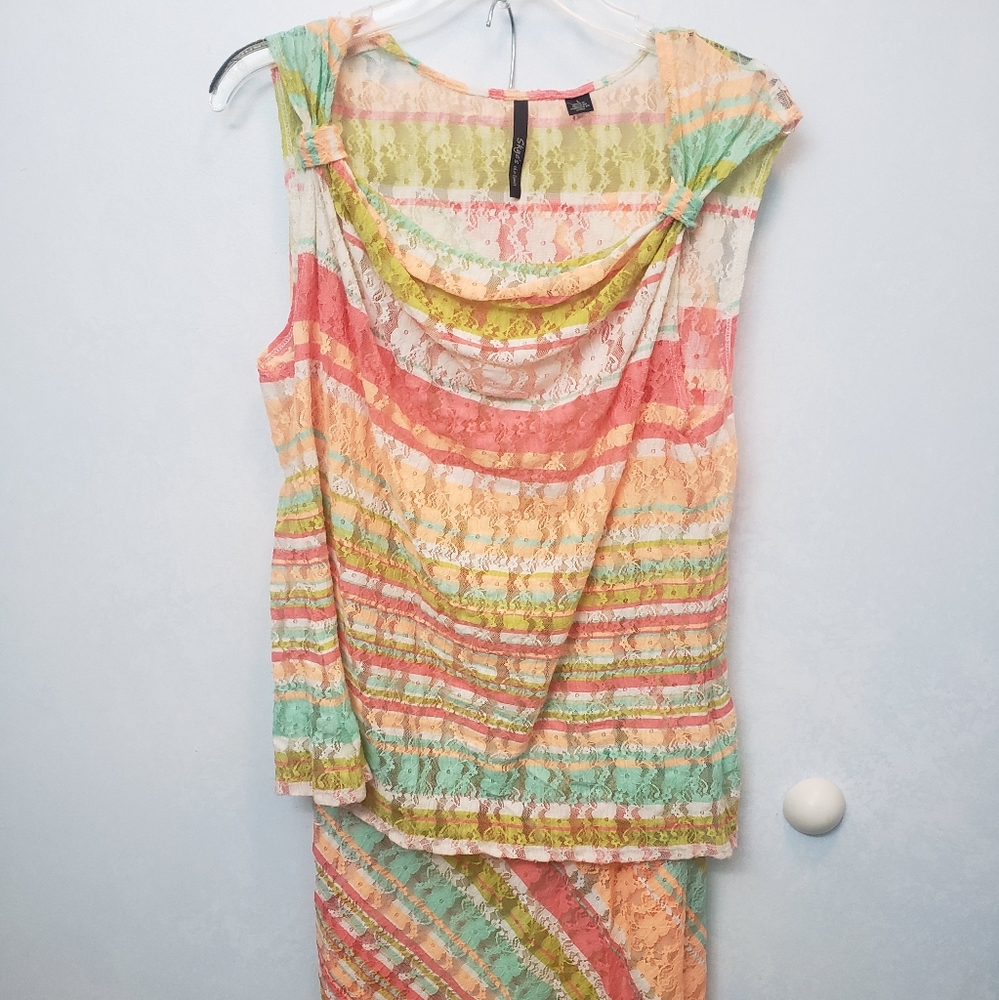 Spring Pastel Sleeveless Lace shell/blouse